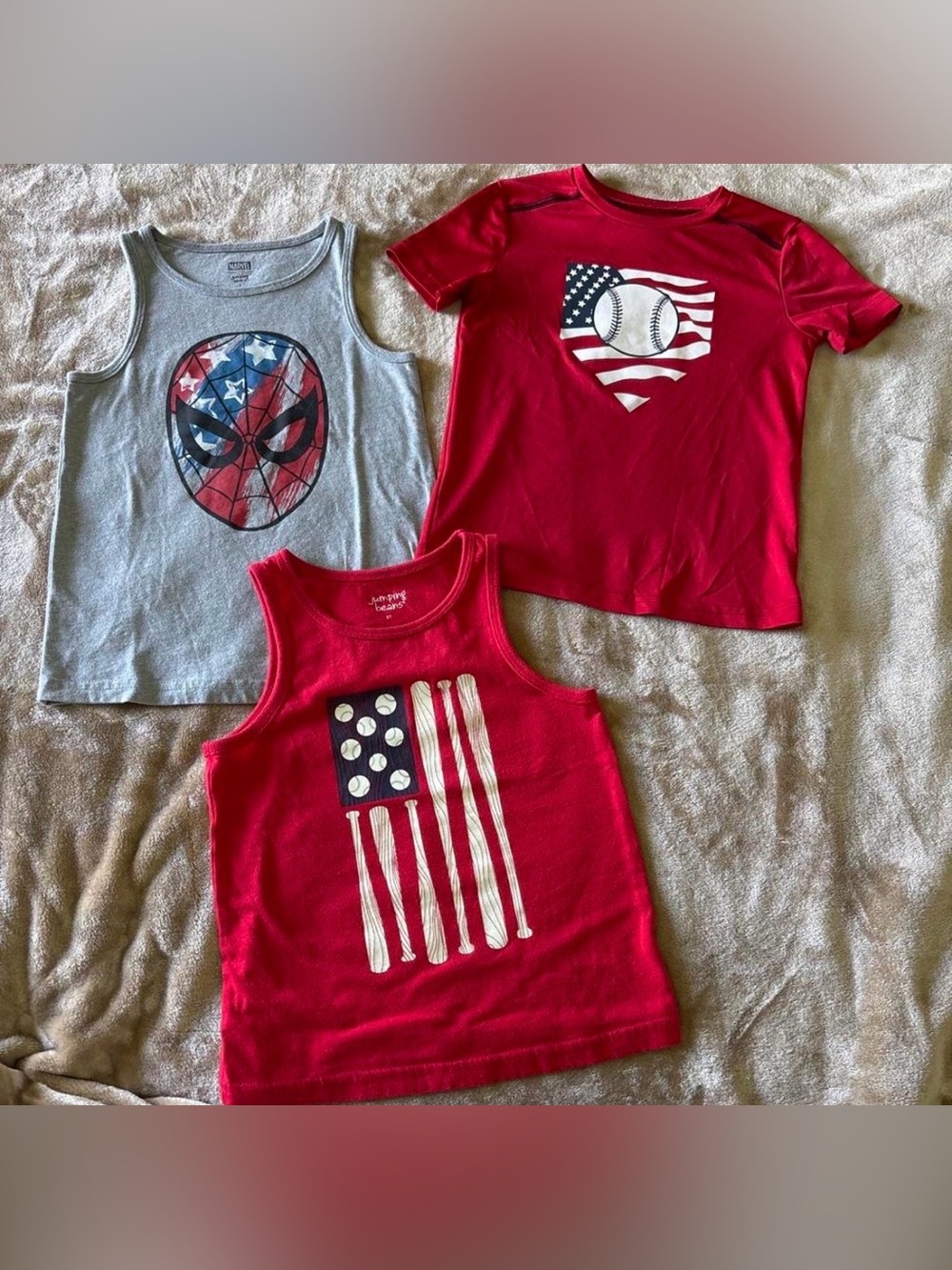 Jumping Beans Red Boys' Flag Tank Top - Patriotic Graphic